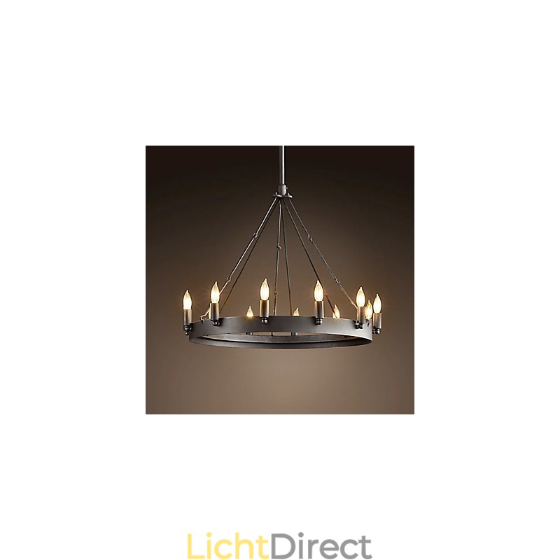 Retro stijl ijzeren hanglamp met 12 lampjes in kaarsvorm