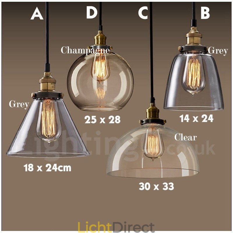 Retro Vintage Hanglamp met Glazen Kap Lamp