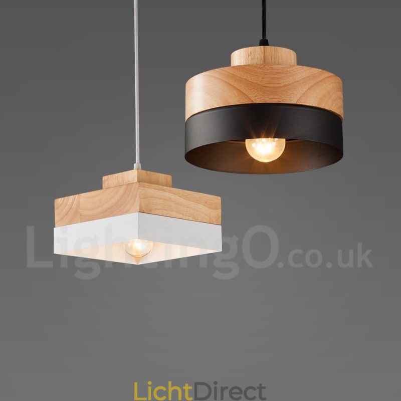 Moderne eigentijdse houten metalen houten hanglamp