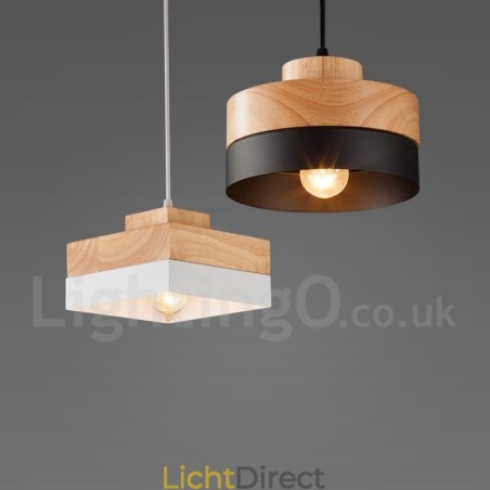 Moderne eigentijdse houten metalen houten hanglamp