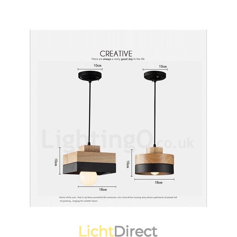 Moderne eigentijdse houten metalen houten hanglamp