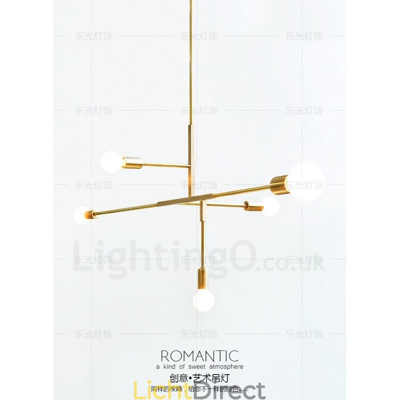 Moderne eigentijdse koperen kroonluchter met 5 lampen