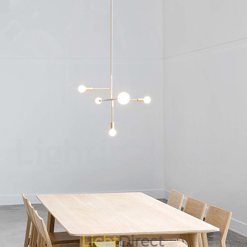 Moderne eigentijdse koperen kroonluchter met 5 lampen