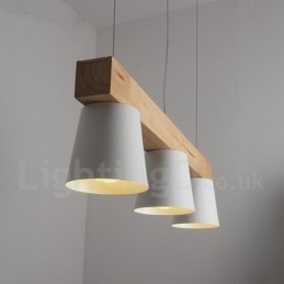 3-lichts moderne, eigentijdse houten hanglamp