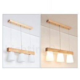 3-lichts moderne, eigentijdse houten hanglamp