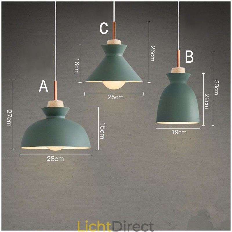 Moderne, eigentijdse metalen hanglamp in meerdere kleuren