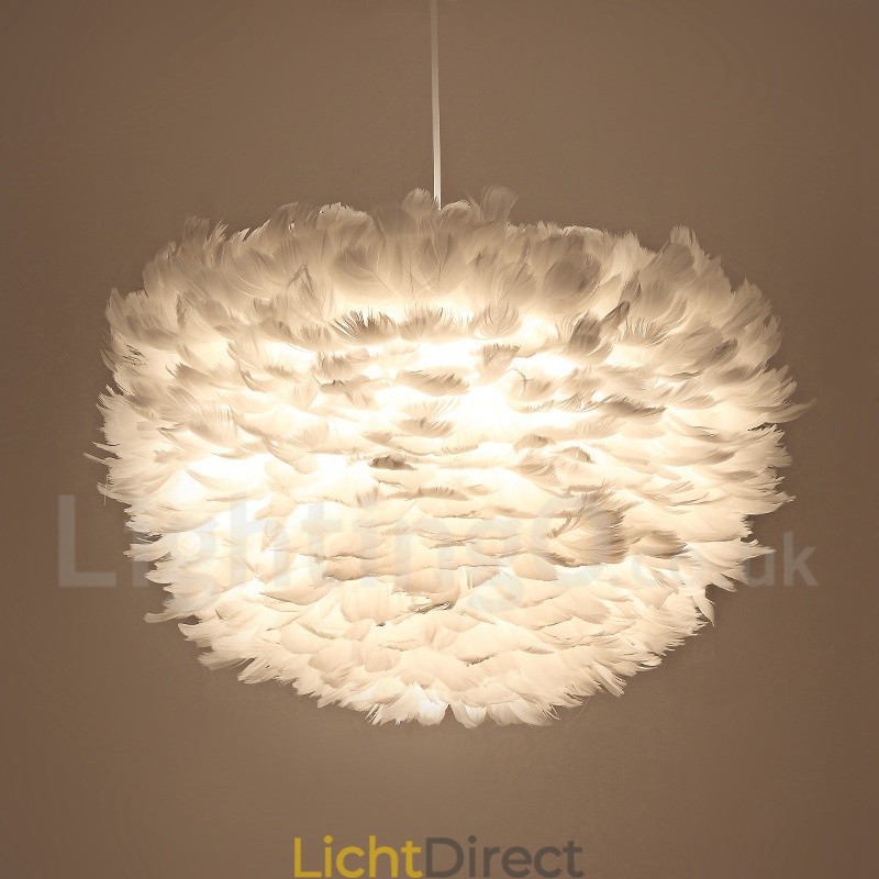 Hanglamp met witte veren