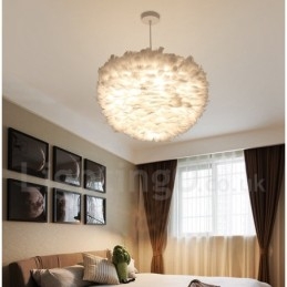 Hanglamp met witte veren
