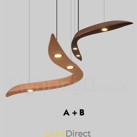 Moderne, eigentijdse houten hanglamp met 3 lampen Moderne, eigentijdse houten hanglamp met 3 lampen