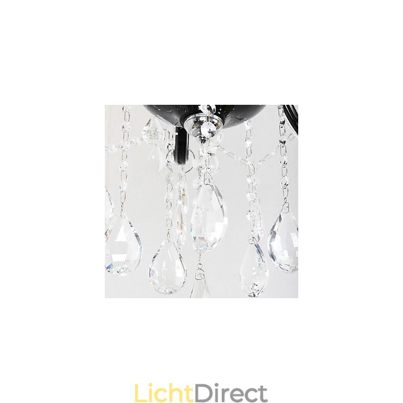 6-lichts kristallen kroonluchter in zwart designaccent