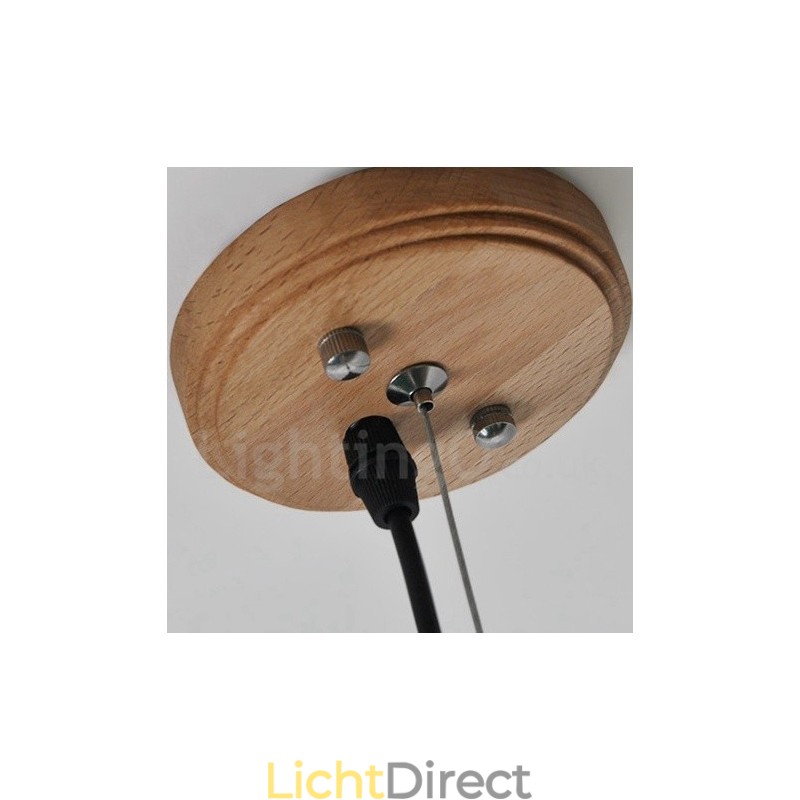 Moderne, eigentijdse houten hanglamp met 3 lampen