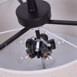 Rustieke Lodge Metalen Trommel Hanglamp met Stoffen Kap