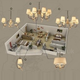 6-lichts rustieke lodge vintage hanglamp