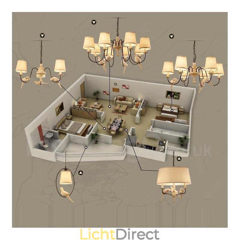 8-lichts rustieke lodge vintage hanglamp