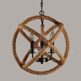 Country Hemp Rope 3-lichts vintage hanglamp