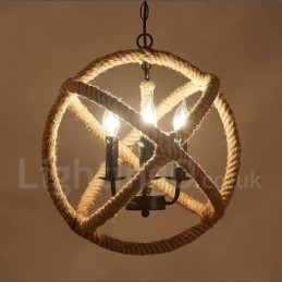 Country Hemp Rope 3-lichts vintage hanglamp