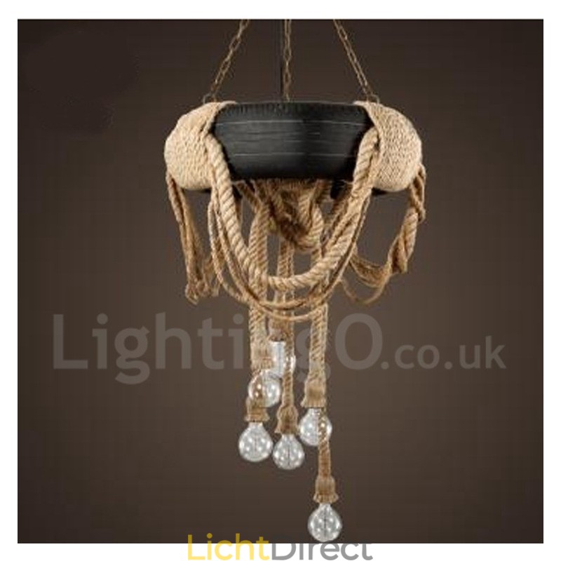 Landelijk Vintage Hanglamp met 6 Lampen