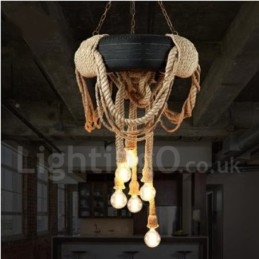 Landelijk Vintage Hanglamp met 6 Lampen