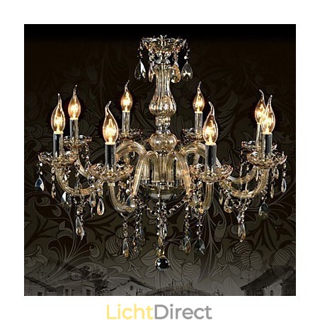 8-lichts luxe kristallen kroonluchter cognackleur K9 kristallen kroonluchter 8-lichts luxe kristallen kroonluchter cognackleur K9 kristallen kroonluchter