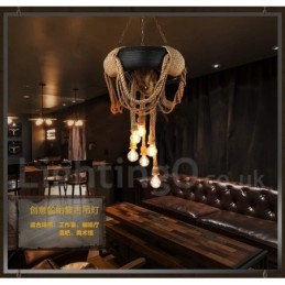 Landelijk Vintage Hanglamp met 6 Lampen