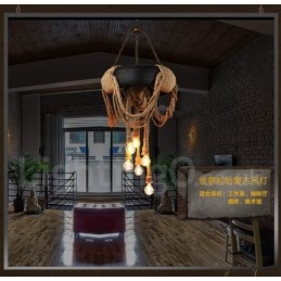 Landelijk Vintage Hanglamp met 6 Lampen