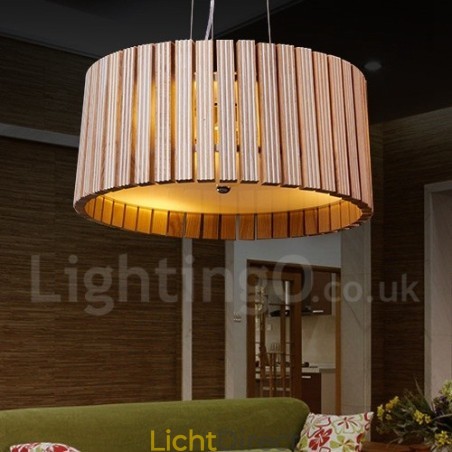 Moderne, eigentijdse houten trommel hanglamp Moderne, eigentijdse houten trommel hanglamp