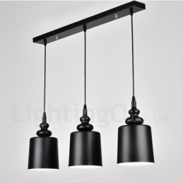 Zwarte moderne eigentijdse hanglamp met 3 lampen