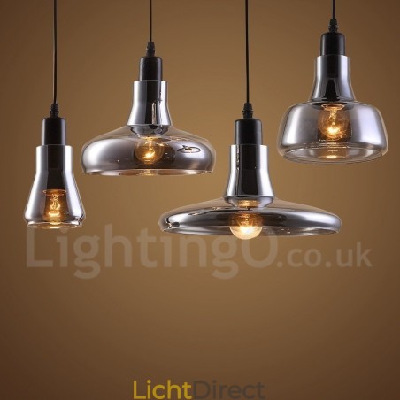 Retro Vintage 1-lichts hanglamp met glazen kap Retro Vintage 1-lichts hanglamp met glazen kap