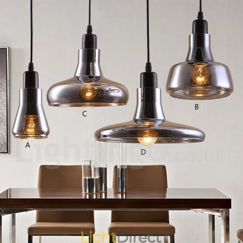 Retro Vintage 1-lichts hanglamp met glazen kap