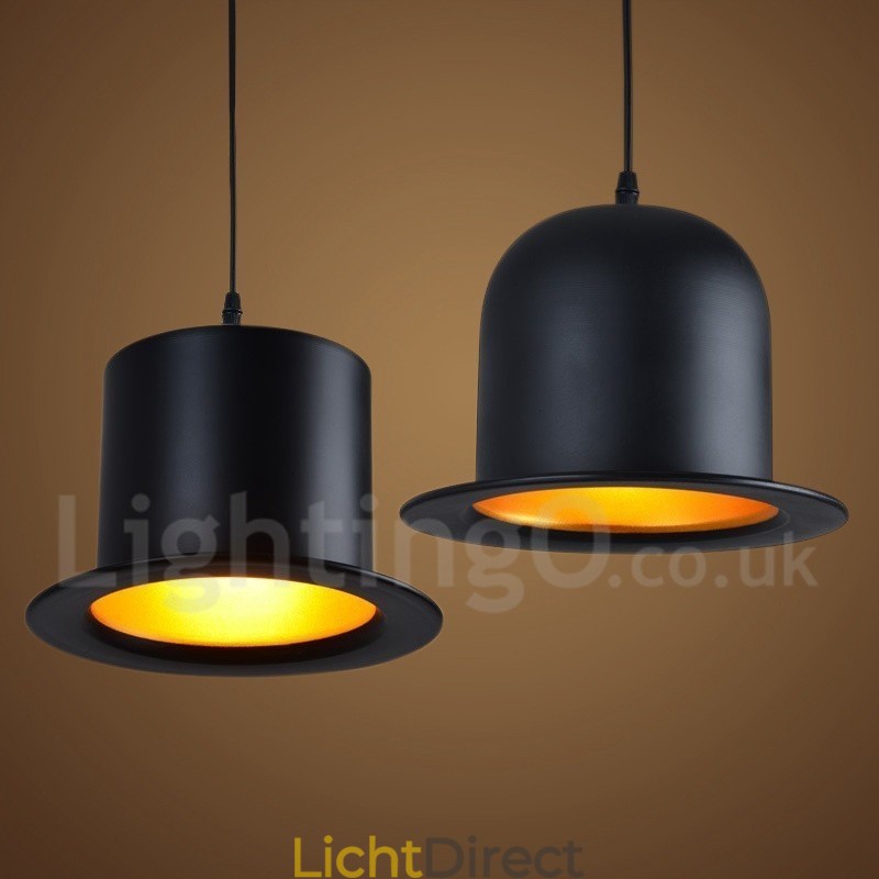 Zwarte metalen hoedvorm 1 licht retro vintage hanglamp