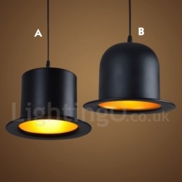 Zwarte metalen hoedvorm 1 licht retro vintage hanglamp