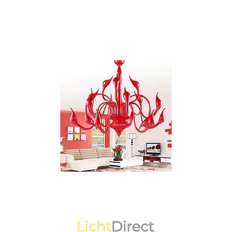 Moderne kroonluchterlamp 18 lampen G4 rood schilderij