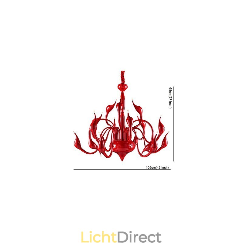 Moderne kroonluchterlamp 18 lampen G4 rood schilderij