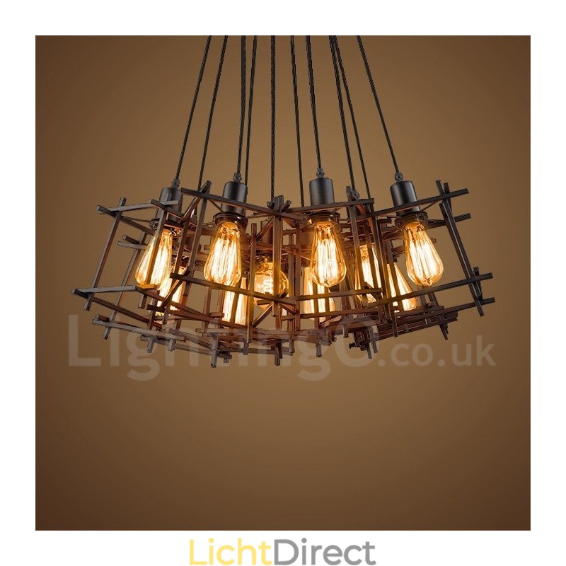 Retro Vintage Metalen Hanglamp (Meerdere Kapjes met één vaste kap) (Selecteer hieronder het Aantal Kapjes)