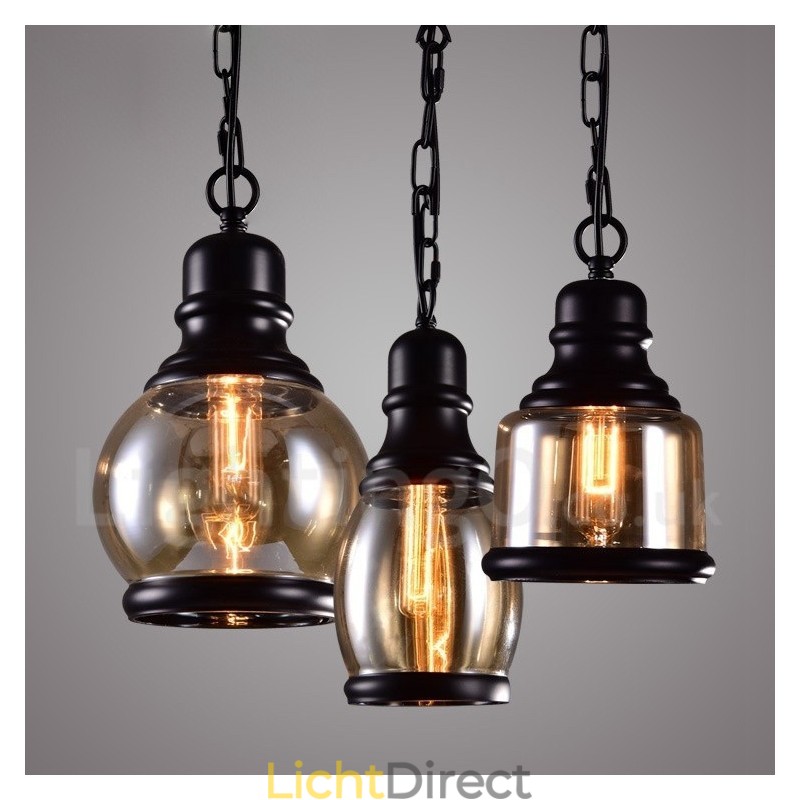 Retro Vintage Hanglamp met Glazen Kap Lamp