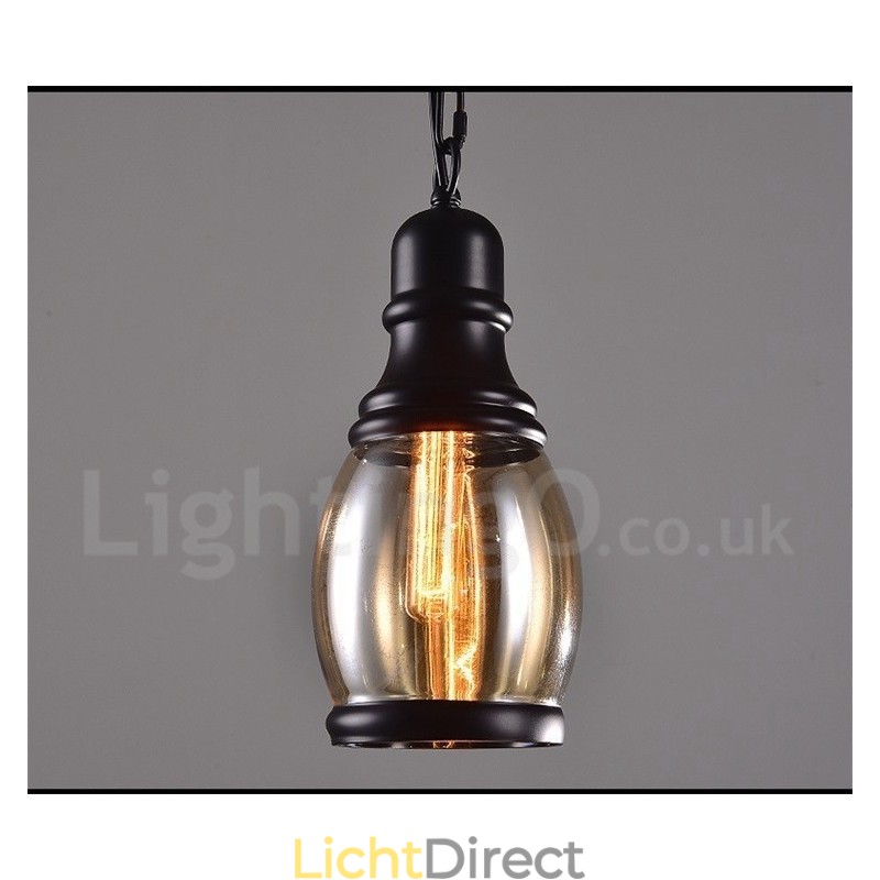 Retro Vintage Hanglamp met Glazen Kap Lamp