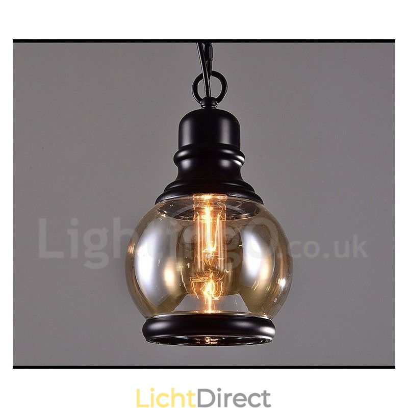 Retro Vintage Hanglamp met Glazen Kap Lamp