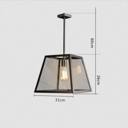 Vintage metalen hanglamp met glazen kap