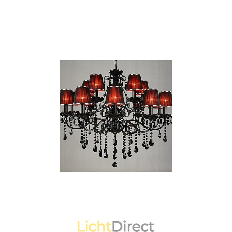 Kroonluchter Kristal Modern Hedendaags Kristal 15 Licht Rood