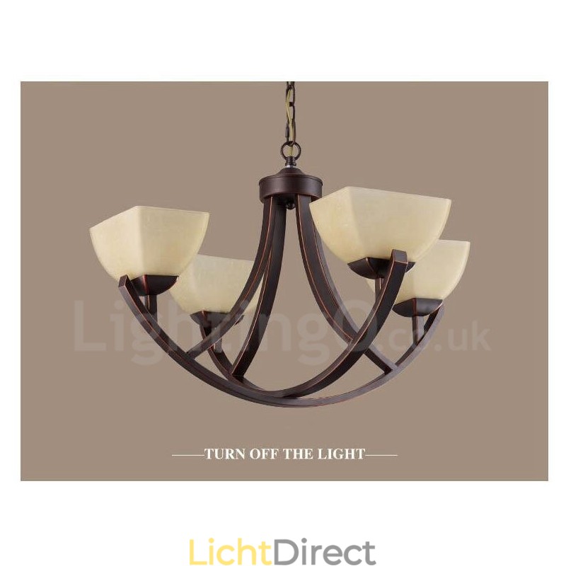 4-lichts rustieke lodge geïntegreerde metalen kroonluchter