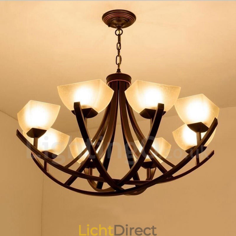 8-lichts rustieke lodge geïntegreerde metalen kroonluchter