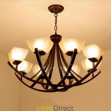 8-lichts rustieke lodge geïntegreerde metalen kroonluchter