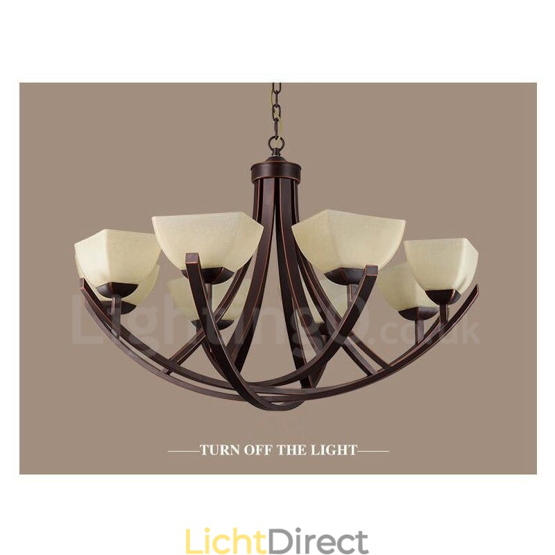 8-lichts rustieke lodge geïntegreerde metalen kroonluchter