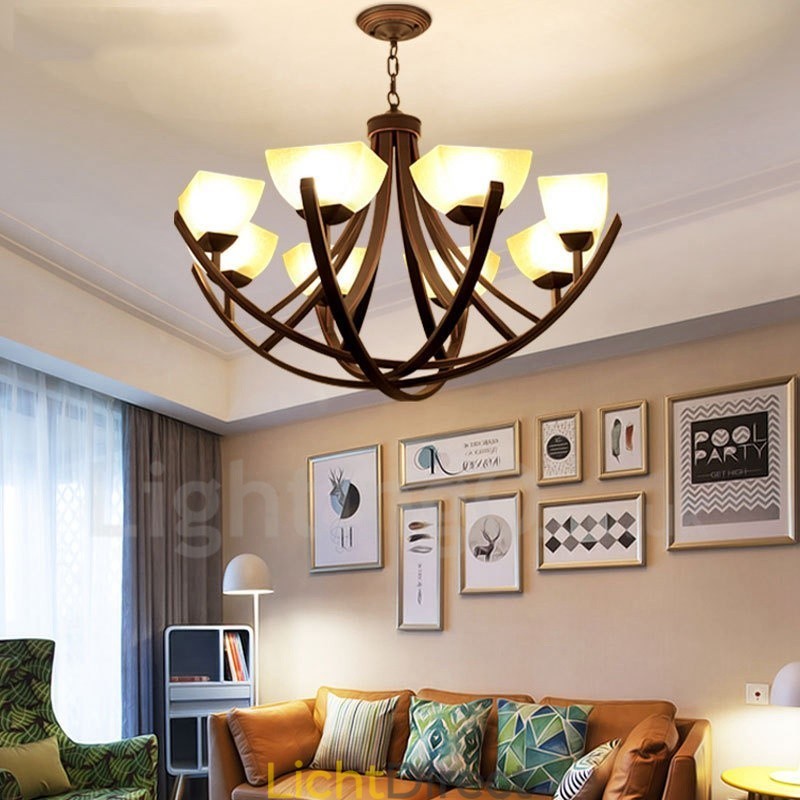 8-lichts rustieke lodge geïntegreerde metalen kroonluchter