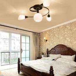 4-lichts rustieke lodge geïntegreerde kroonluchter met glazen kap