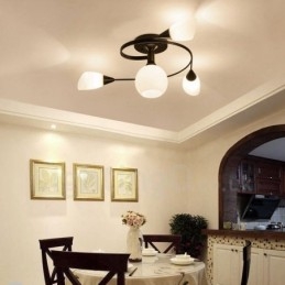 4-lichts rustieke lodge geïntegreerde kroonluchter met glazen kap