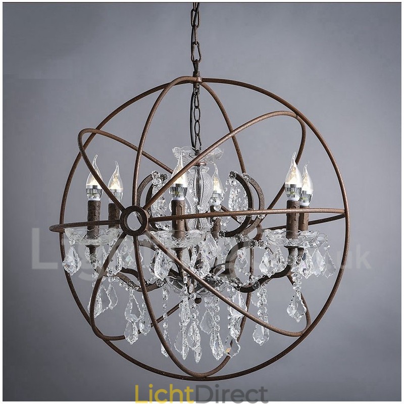 Diameter 60CM 80CM Vintage Kristal Schilderij Metalen Kroonluchter Roestige Kleur Hanglamp