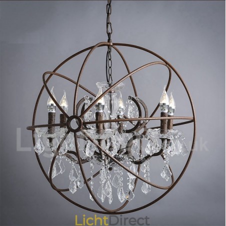 Diameter 60CM 80CM Vintage Kristal Schilderij Metalen Kroonluchter Roestige Kleur Hanglamp