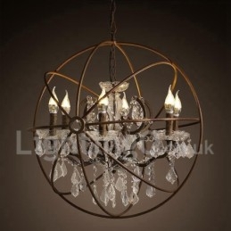 Diameter 60CM 80CM Vintage Kristal Schilderij Metalen Kroonluchter Roestige Kleur Hanglamp