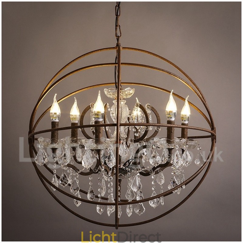 Diameter 60CM 80CM Vintage Kristal Schilderij Metalen Kroonluchter Roestige Kleur Hanglamp